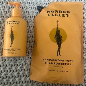 New Sandalwood Yuzu Shampoo - Orange refill Plus used pump